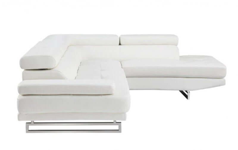 Leather L-Shaped Corner Sectional Sofa 124" | Modern 2-Piece Sectional Couch in sleek white design with minimalist aesthetics.