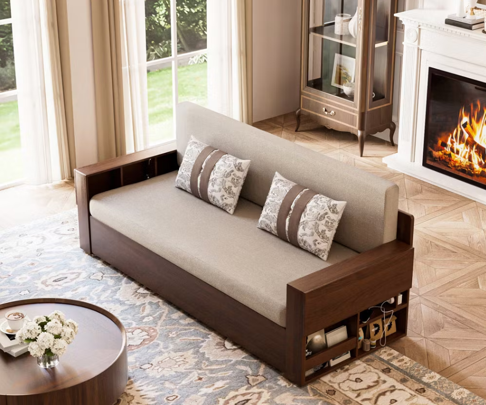 Off White lift-up storage sofa bed