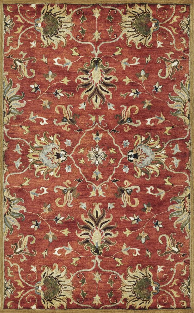 Rust Beige And Gray Wool Floral Medallion Hand Tufted Area Rug | 9' x 13' soft pattern with rich detail and timeless character.