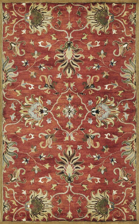 Rust Beige And Gray Wool Floral Medallion Hand Tufted Area Rug | 9' x 13' soft pattern with rich detail and timeless character.
