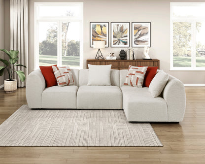 Ravenna Chenille Modular Sectional – 4-Piece Beige Corner Sofa Set