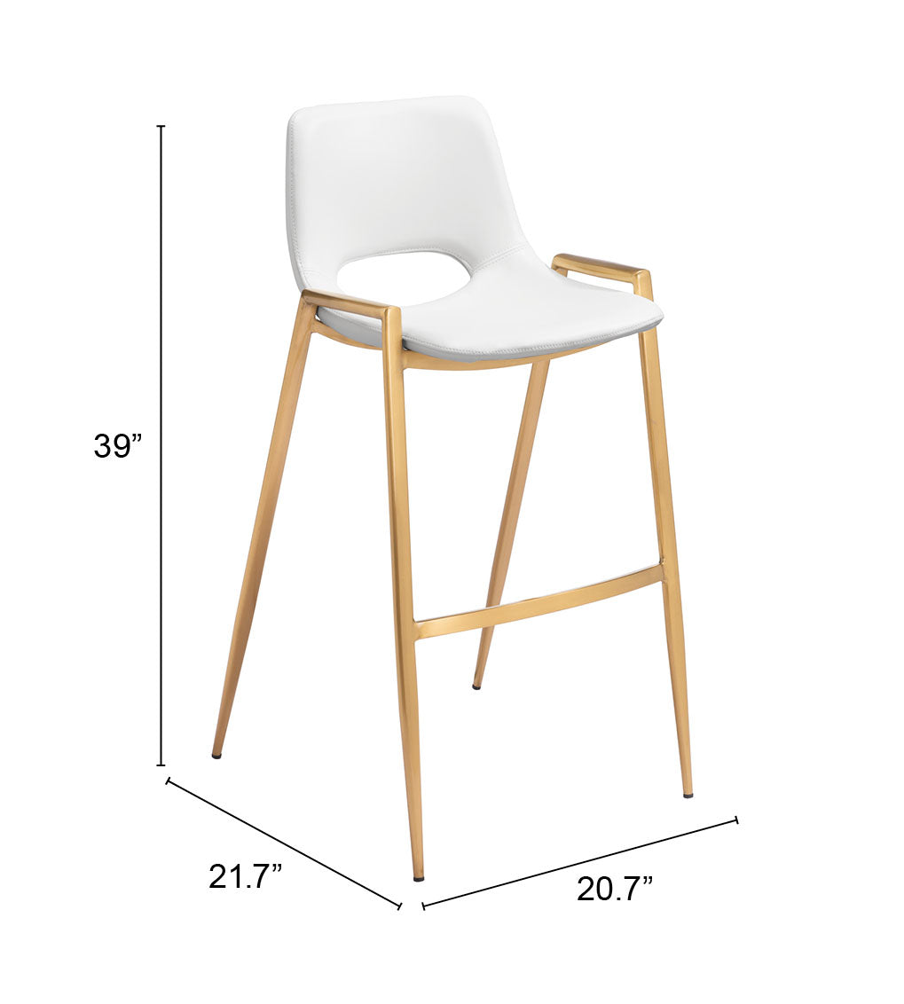 Desi Barstool (Set of 2) in White & Gold