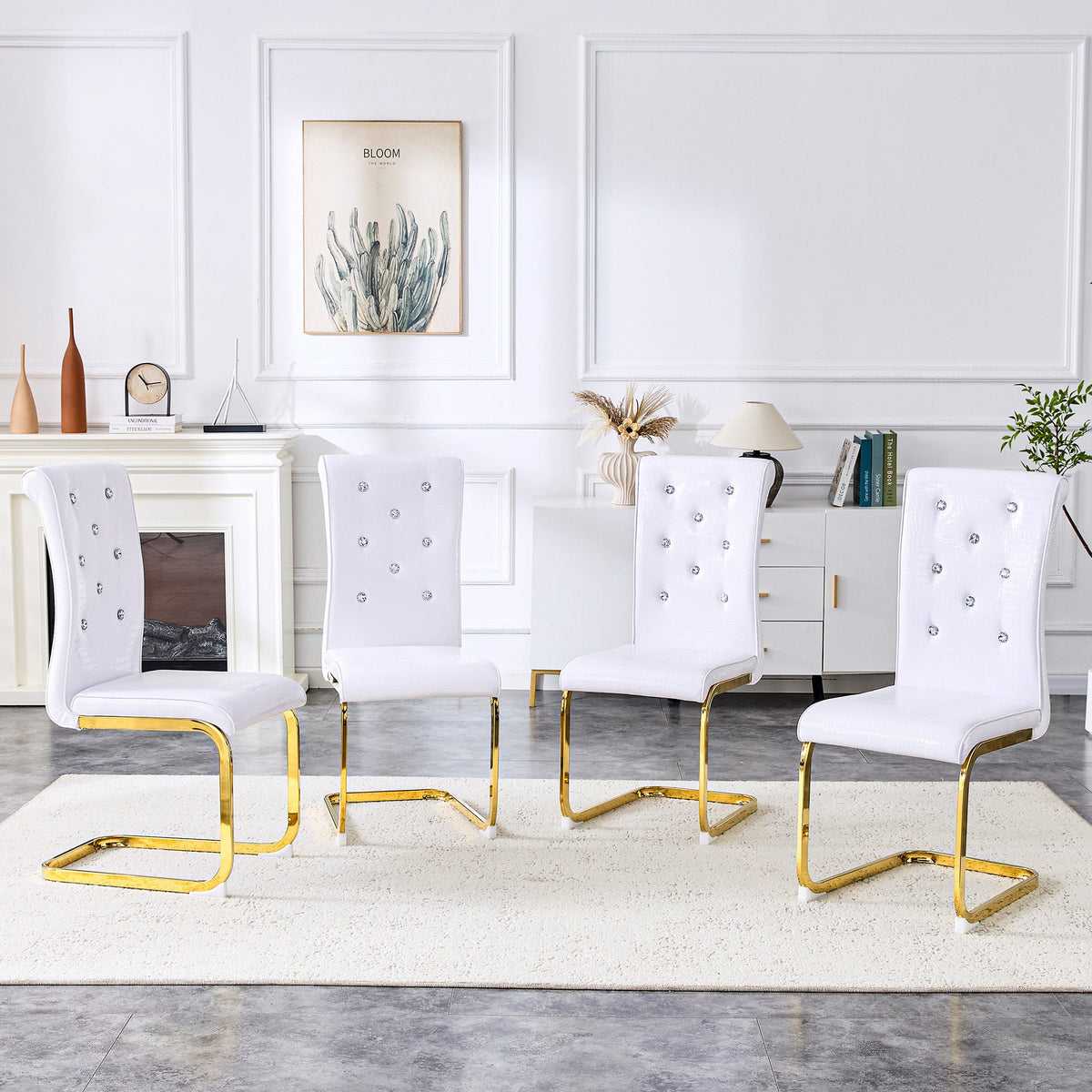 Kinsey White, Gold Legs, Set of 4