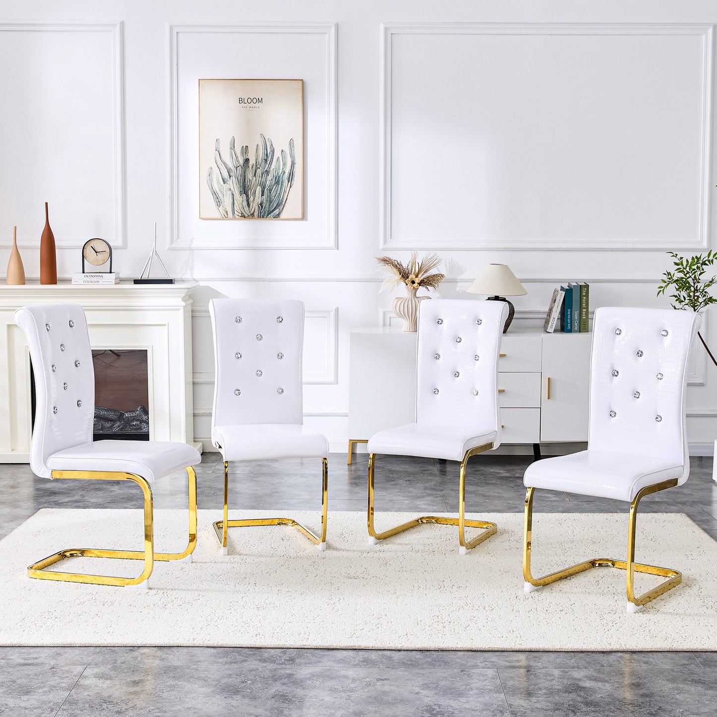 Kinsey White, Gold Legs, Set of 4