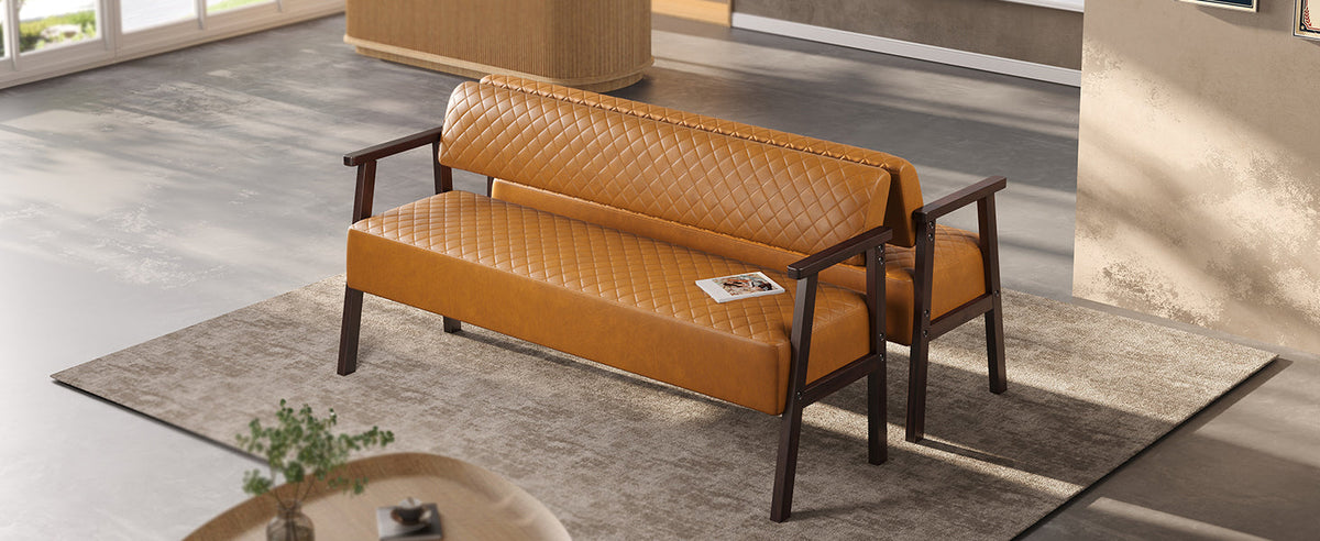 Belden Diamond-Quilted Faux Leather Bench