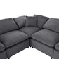 Modern Low Profile Modular U-Shaped Sectional Sofa with Ottoman in Gray or Beige 129" - Revel Sofa 