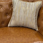 Barrington Chesterfield faux leather sofa in light brown