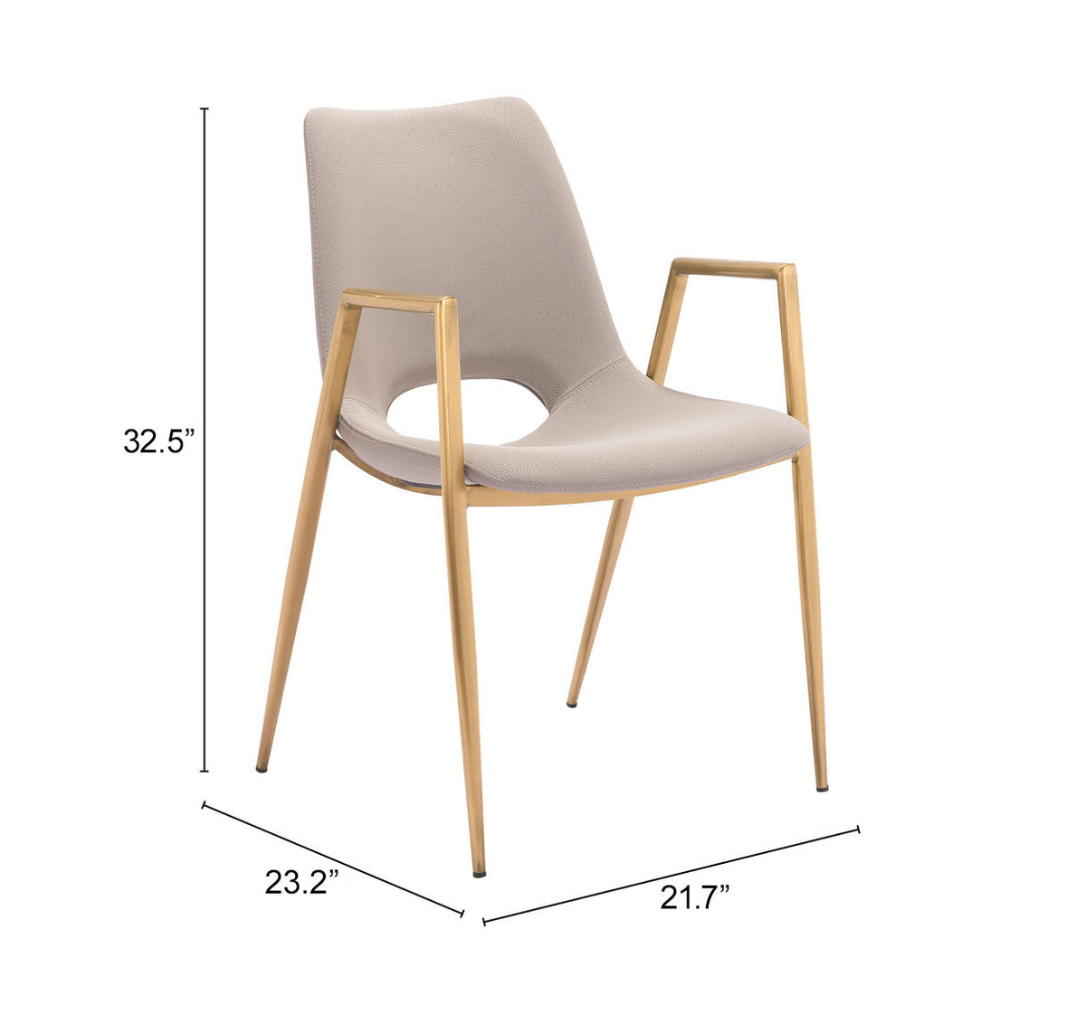 Desi Dining Chair (Set of 2) in Beige & Gold