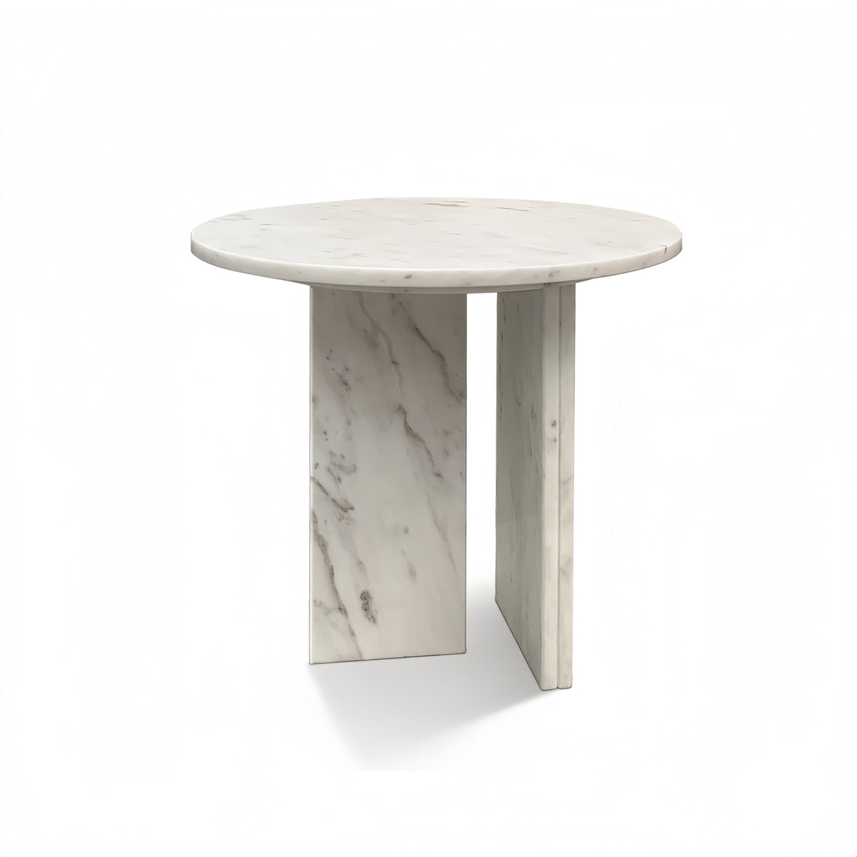 Vesna Marble Round Coffee Table in Snow Mountain White, 17.7" Round