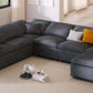 Modern Low Profile Modular U-Shaped Sectional Sofa with Ottoman in Gray or Beige 129" - Revel Sofa 