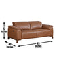 Dual-Power Brown Leather Reclining Sofa 83" - Power Headrest & Padded Armrests - Revel Sofa 