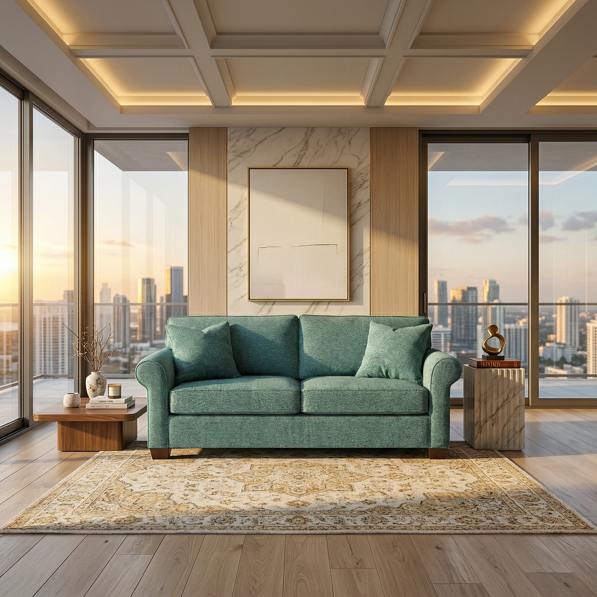 Irlanda Classic Sofa – 92" Rolled-Arm Made-in-USA Sofa - Hepburn Emerald - Fabric (3)