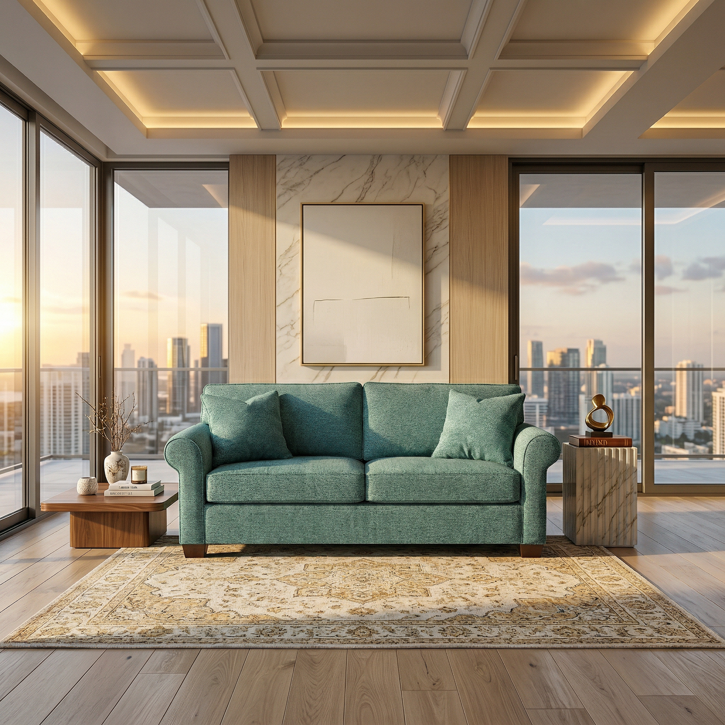 Irlanda Classic Sofa – 92" Rolled-Arm Made-in-USA Sofa - Hepburn Emerald - Fabric (3)