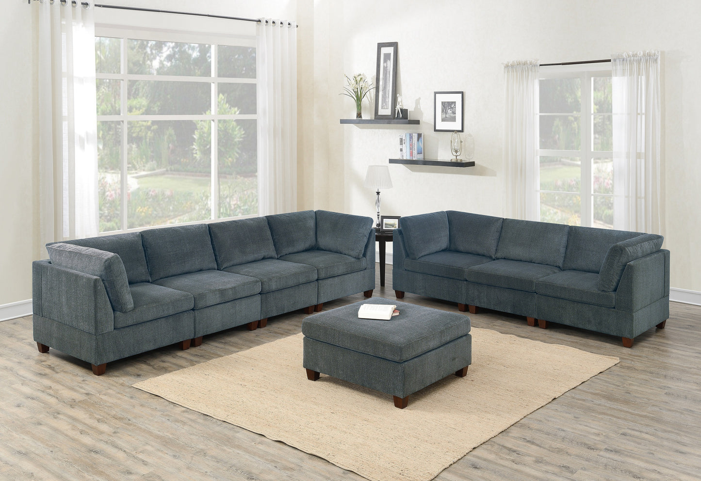 Garrick Grey Chenille Ottoman – Modular Ottoman