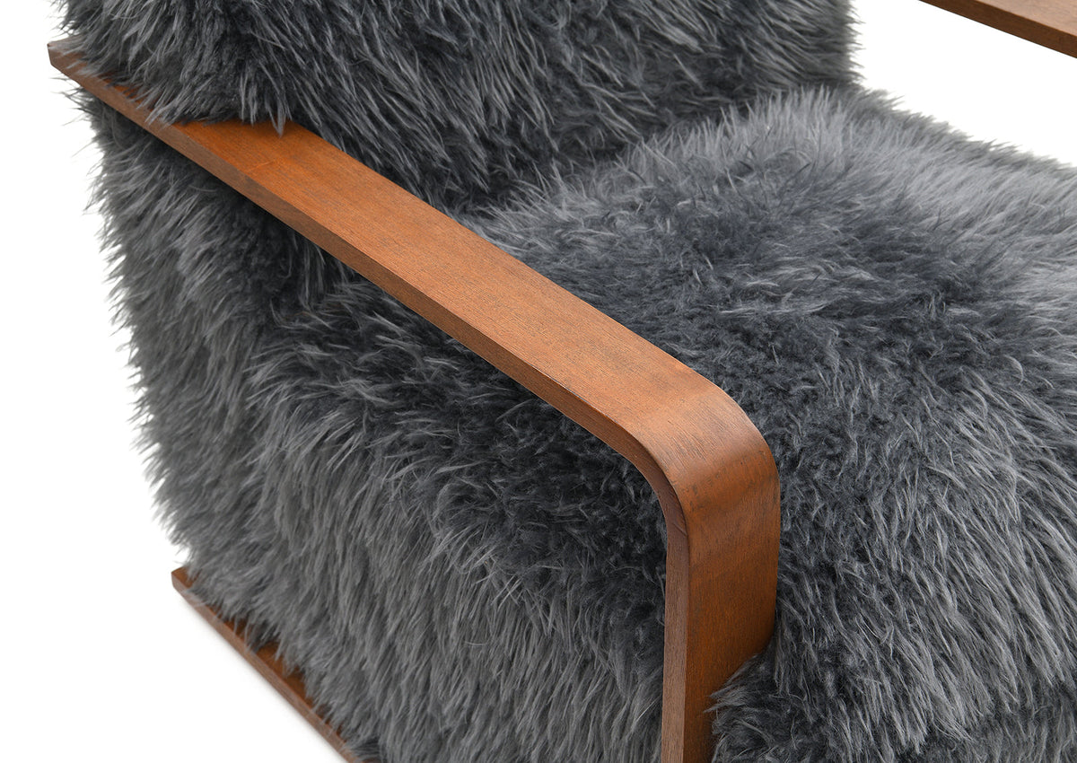 Auden Faux Fur Accent Chair Charcoal Gray