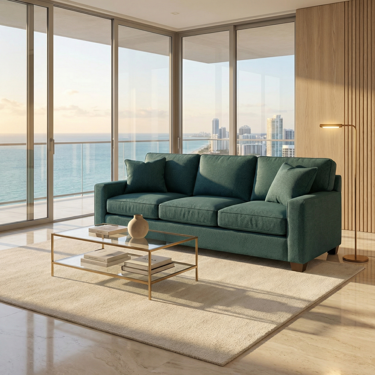 Clifford 2-Arm Sofa – Handcrafted in the USA, Custom Fabric Options - Velvet Antique Peacock - Velvet (3)