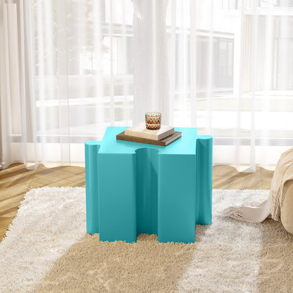 Puzzle Art Side Table, Modular Concave Edge MGO Table - Indoor & Outdoor, Light Blue