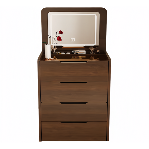 Elowyn Walnut MDF & Glass Vanity Table