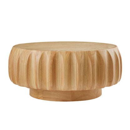 Sylvie Natural Birch Round Coffee Table – 31.5" Carved Sculptural Table