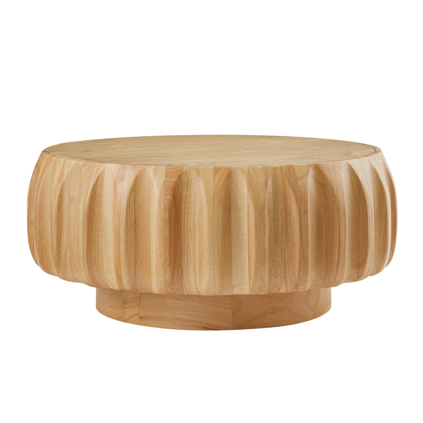 Sylvie Natural Birch Round Coffee Table – 31.5" Carved Sculptural Table