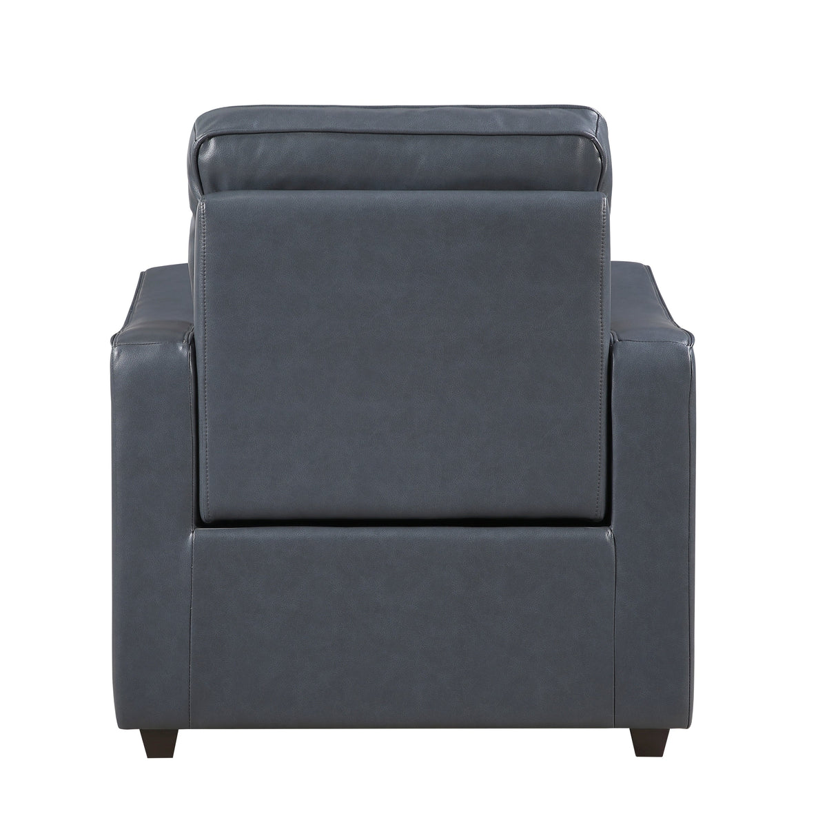 Haddon power reclining sofa, loveseat and chair set in navy faux leather