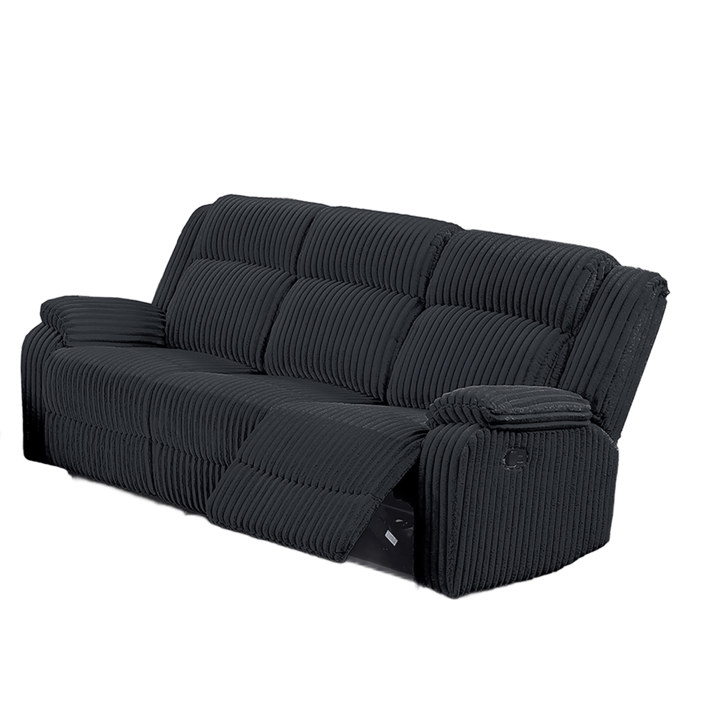 Georgiana Black Corduroy Reclining Sofa – 83" Dual Manual Recliner 3-Seat Motion Sofa