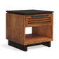 Graceland Slatted Solid Wood Side Table 1 Drawer, Black & Bourbon Finish 24" - Revel Sofa 