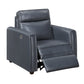 Ardley power reclining sofa, loveseat and chair set in navy faux leather