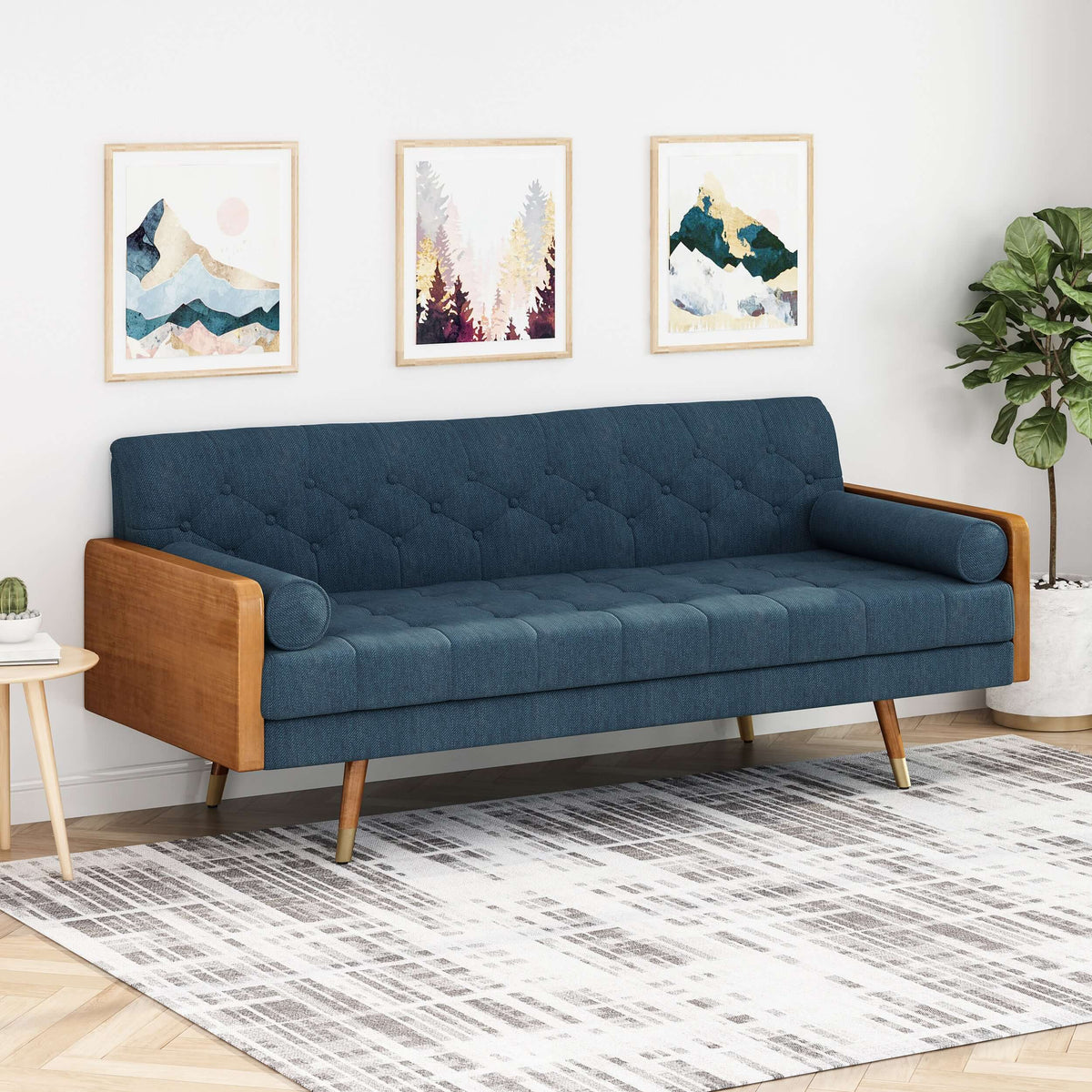 Modern Tufted Fabric Loveseat Sofa 72" – Compact 2-Seater Couch for Small Spaces in a stylish living room setting.