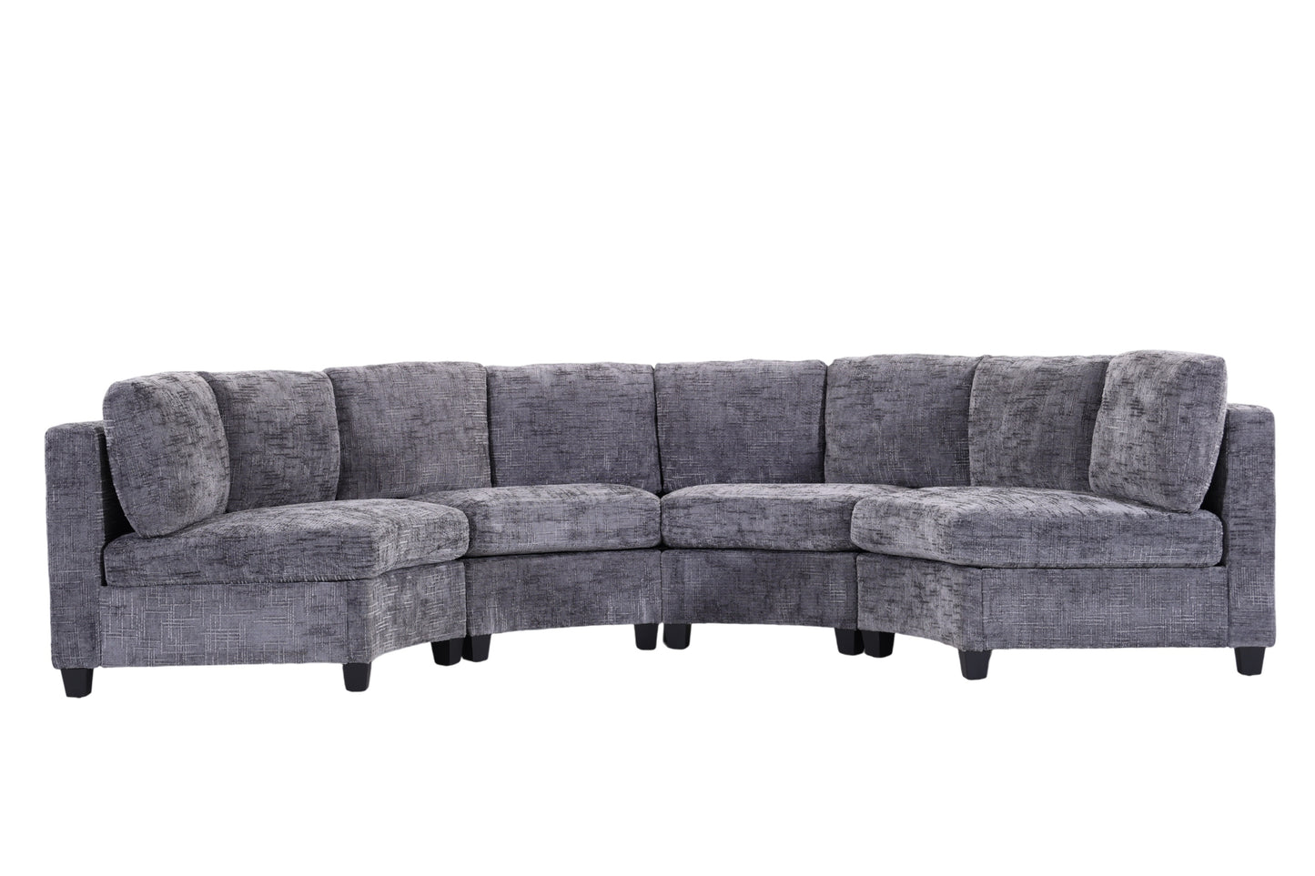 Rosalind Chenille Curved Modular Sectional – 4-Seat Sofa - Dark Gray (12)