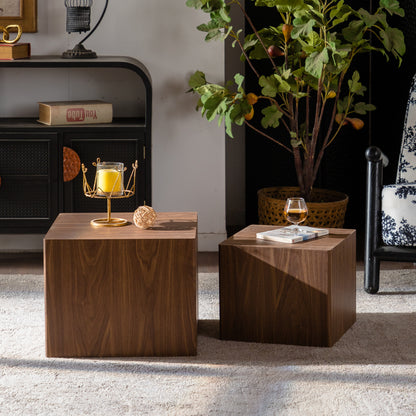 Juno Walnut Nesting Cube Tables – 18.9" Square Side Table Set of 2