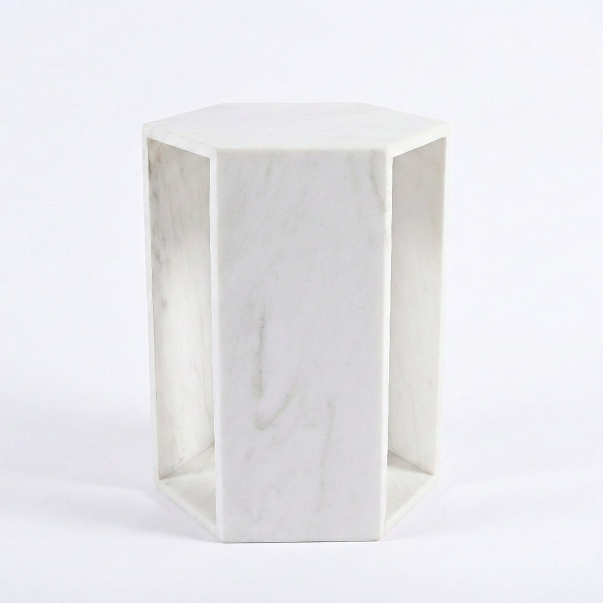 Alba Marble Side Table in White (Honed)