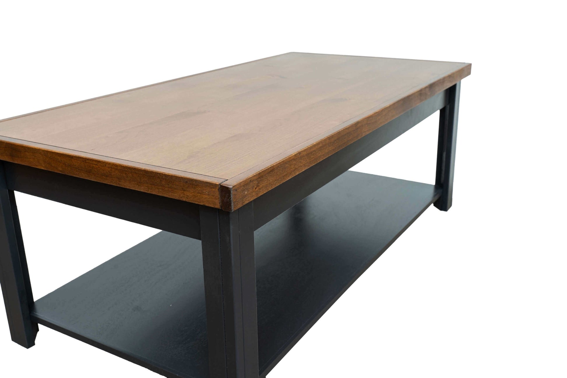 Essex Solid Wood Rectangular Coffee Table, Black and Whiskey Finish 48" - Revel Sofa 