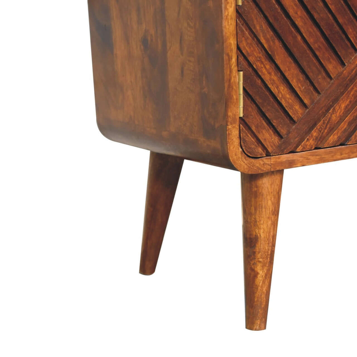 Artisan Solid Mango Wood Boucle Padded Storage Bench 35'