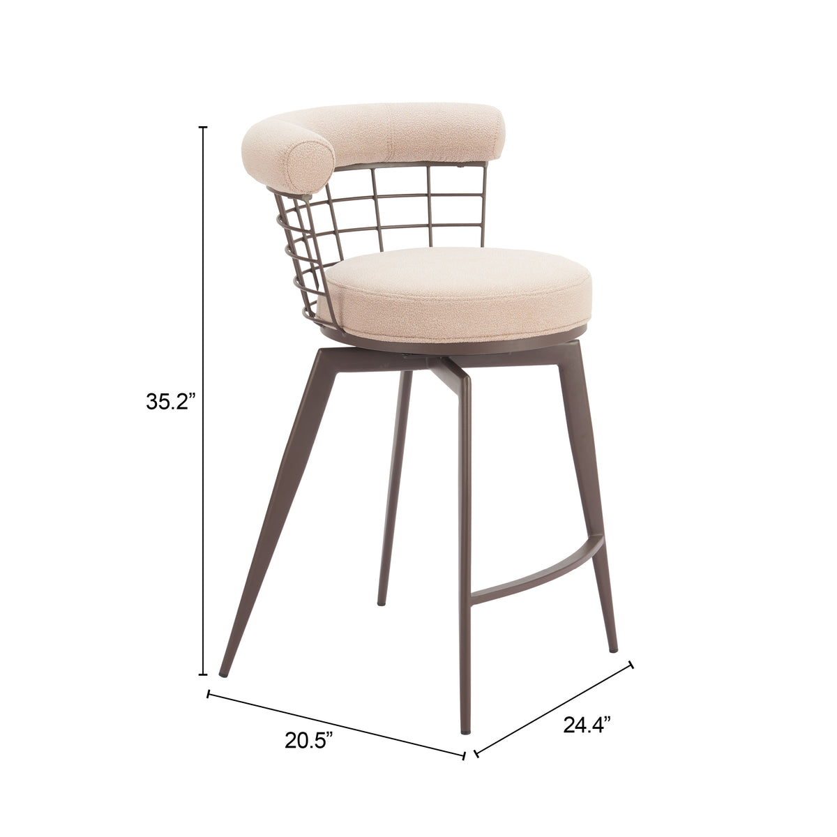 Saku Beige & Brown Swivel Counter Stool