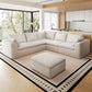 Pelham Cloud Modular Sectional in White, 108.3" V-Shape with Ottoman