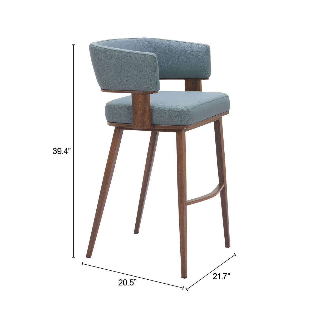 Poise Azure Gray & Walnut Barstool