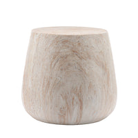 Drum Shaped Accent Coffee Table in Beige & Yellow with Faux Travertine Finish
