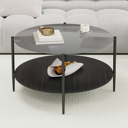 Talon Black Glass Coffee Table – 32.28" Round Coffee Table