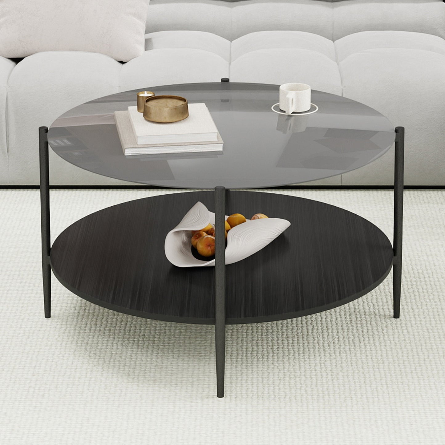 Talon Black Glass Coffee Table – 32.28" Round Coffee Table