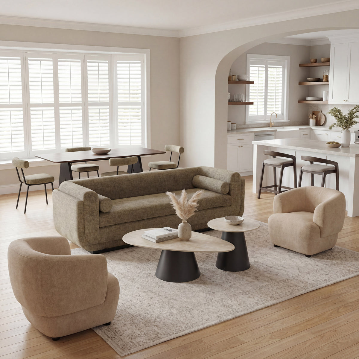Reyes Natural & Black Coffee Table Set (2-Piece)