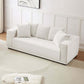 MCM Box Arm Corduroy Upholstered Sofa 89" in white with plush pillows, showcasing mid-century design and cozy comfort.