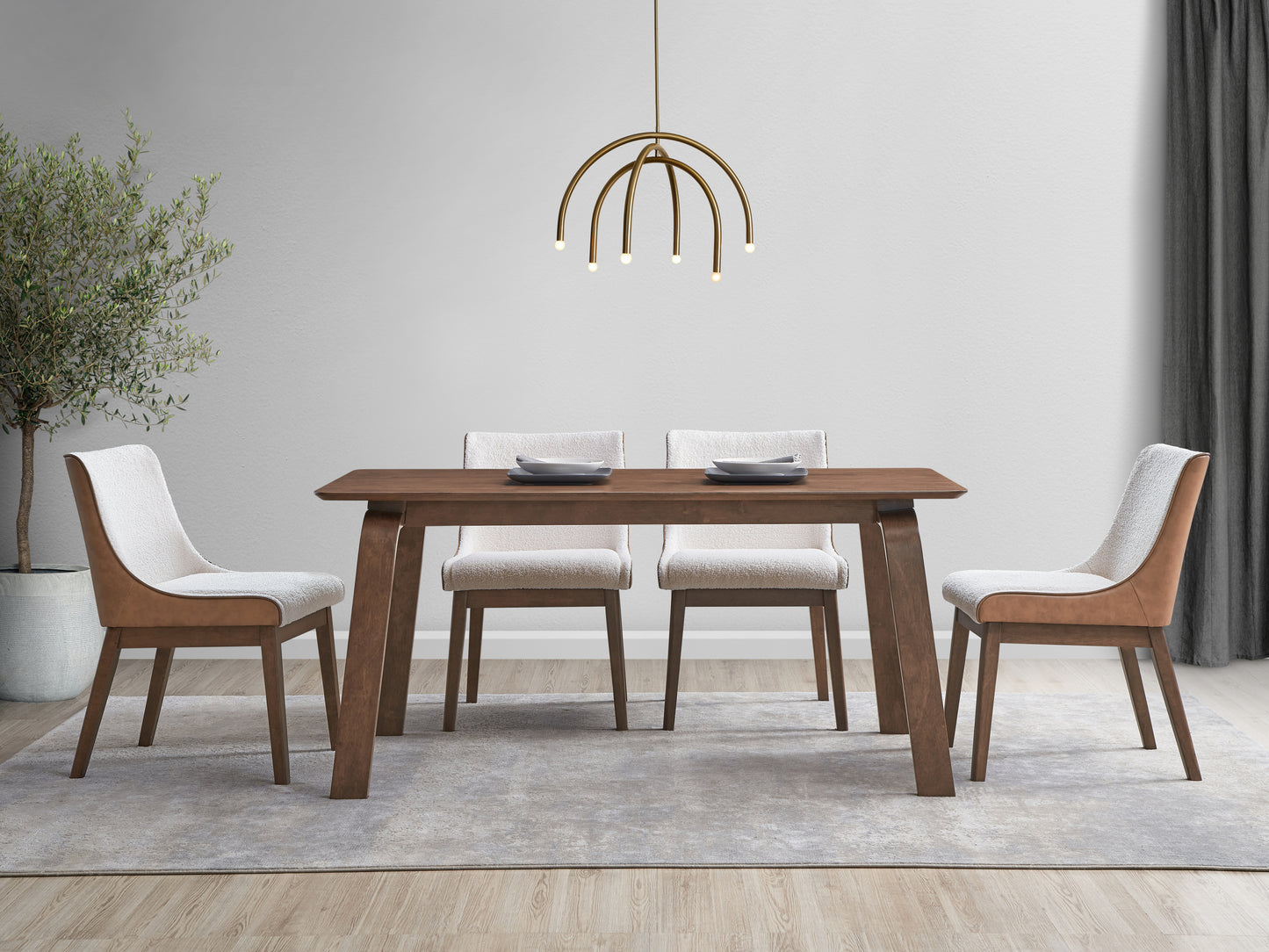 Ginny 5 pieces Walnut Finish w/ Side Chairs Dining Room Set