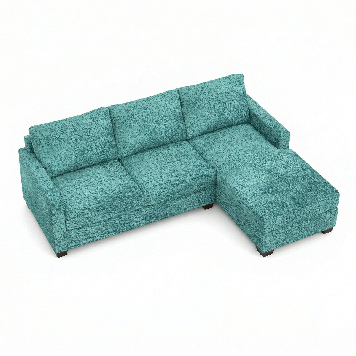 Damon L-Shaped Sectional Sofa – 120" Chaise Sectional in Fabric & Velvet - Hepburn Emerald - Fabric (9)
