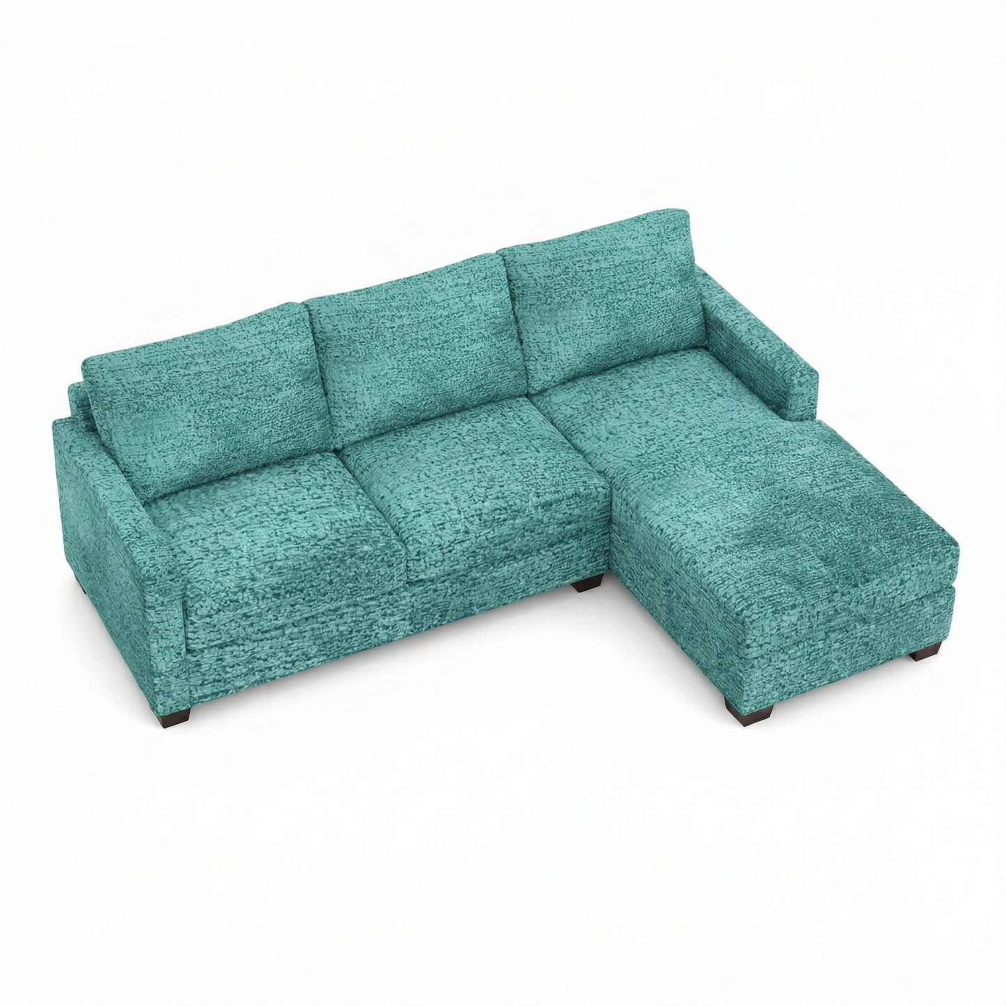 Damon L-Shaped Sectional Sofa – 120" Chaise Sectional in Fabric & Velvet - Hepburn Emerald - Fabric (9)