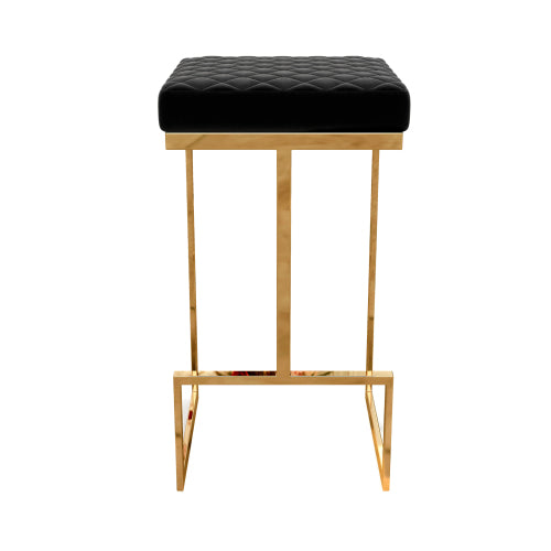 Joel Gold Velvet Bar Stool – Upholstered Backless Counter Stool with Metal Frame (Modern Glam Style) in black velvet.