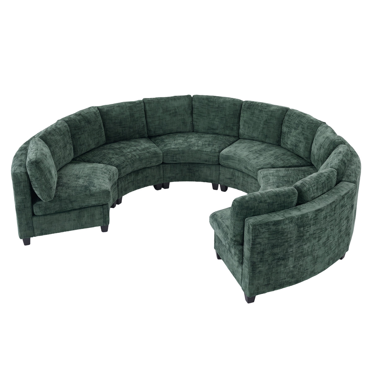 Harlan Curved Modular Sectional Sofa – Chenille, Solid Wood Frame, 4 Colors - Green (10)