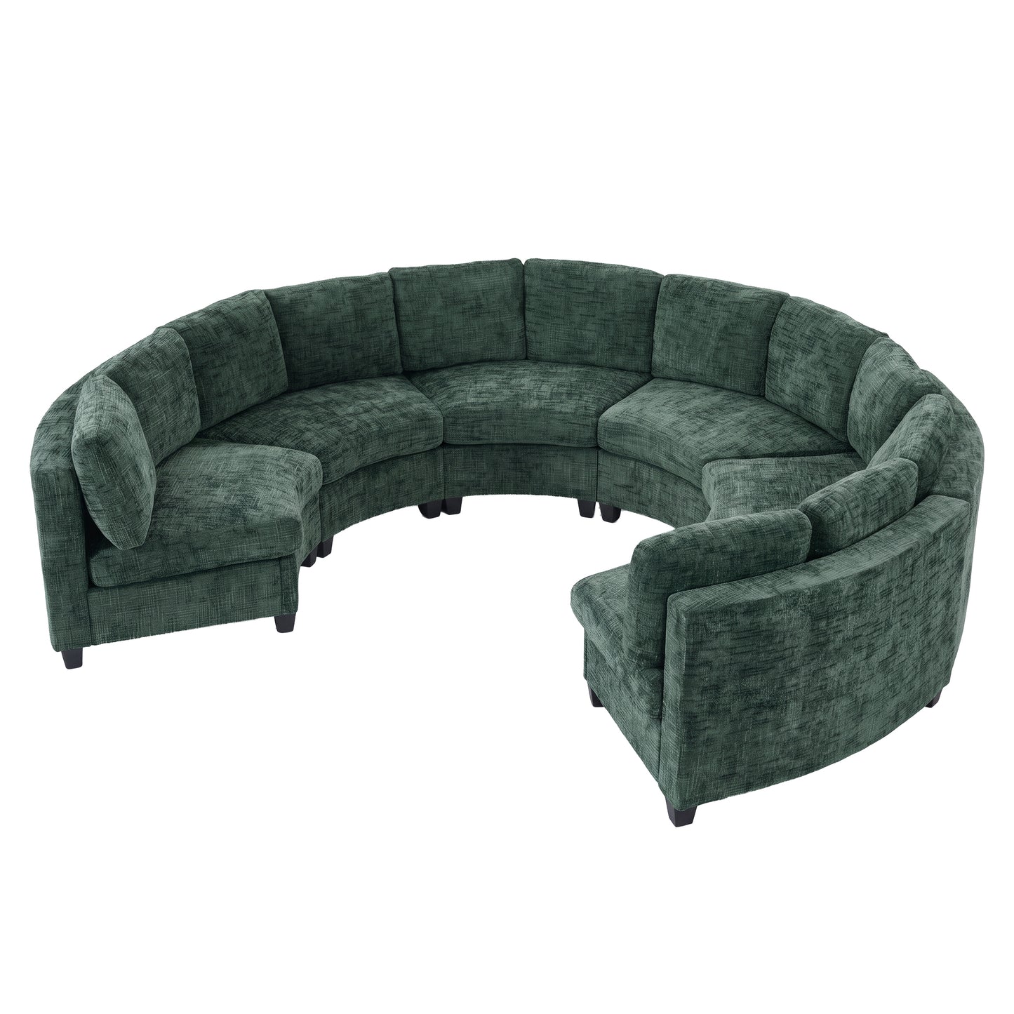 Harlan Curved Modular Sectional Sofa – Chenille, Solid Wood Frame, 4 Colors - Green (10)