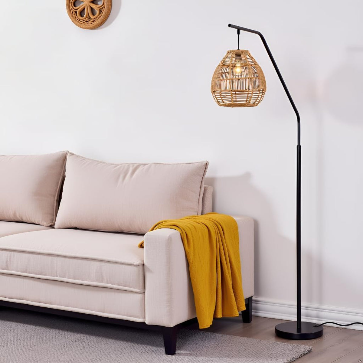 Ferris Rattan Arc Floor Lamp