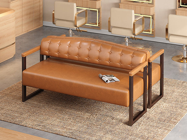 Ludlow Button-Tufted Faux Leather Bench Set
